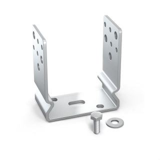 MAXERIO® 1er Set 10 cm Pfostenträger; U-Winkel (feuerverzinkt) mit Langloch für MAXERIO® Core Schraubfundament