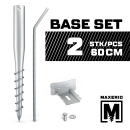 MAXERIO® 60 cm 2er Base-Set Schraubfundamente inkl. Konsole (feuerverzinkt); Ø 60 x 2; M12