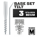 MAXERIO® 80 cm 3er Base-Set TILT Schraubfundamente inkl. Konsole (feuerverzinkt); Ø 60 x 2; M12