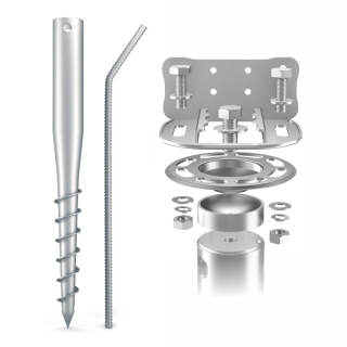 MAXERIO® 100 cm Base-Set TILT Schraubfundamente inkl. Konsole (feuerverzinkt); Ø 60 x 2; M12