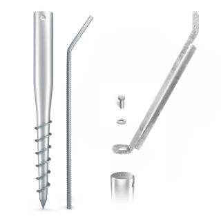 MAXERIO® 60 cm 3er Storm-Set (Sturmanker) Schraubfundament + Zubehör; Ø 60 x 2; M12