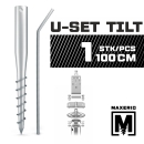 MAXERIO® 100 cm 1er U-Set TILT Schraubfundamente inkl. 8 cm Pfostenträger (U-Winkel - feuerverzinkt); Ø 60 x 2; M12
