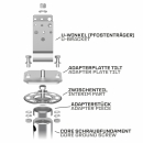 MAXERIO® 100 cm 3er U-Set TILT Schraubfundamente inkl. 8 cm Pfostenträger (U-Winkel - feuerverzinkt); Ø 60 x 2; M12