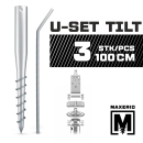MAXERIO® 100 cm 3er U-Set TILT Schraubfundamente inkl. 10 cm Pfostenträger (U-Winkel - feuerverzinkt); Ø 60 x 2; M12